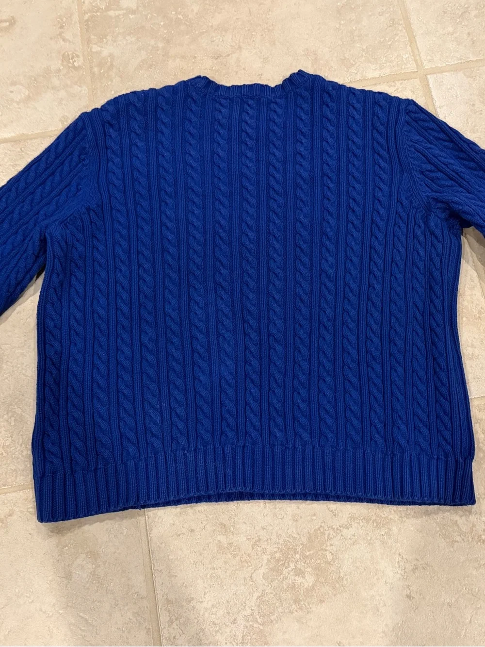 Ralph Lauren Royal Blue Cable Knit Crest Sweater